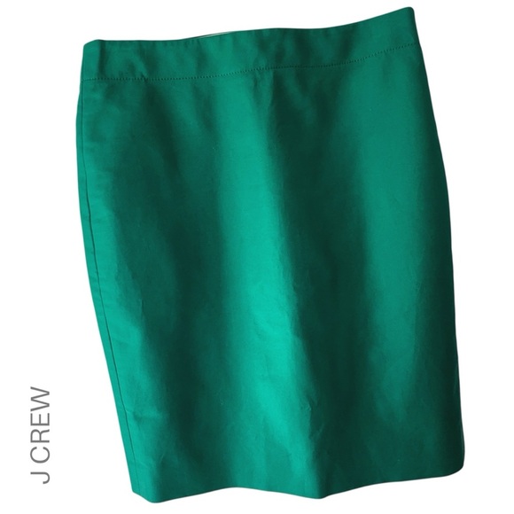 J CREW | NWOT NO. 2 PENCIL SKIRT STRETCH COTTON TWILL EMERALD GREEN | SIZE 8 - Picture 1 of 10